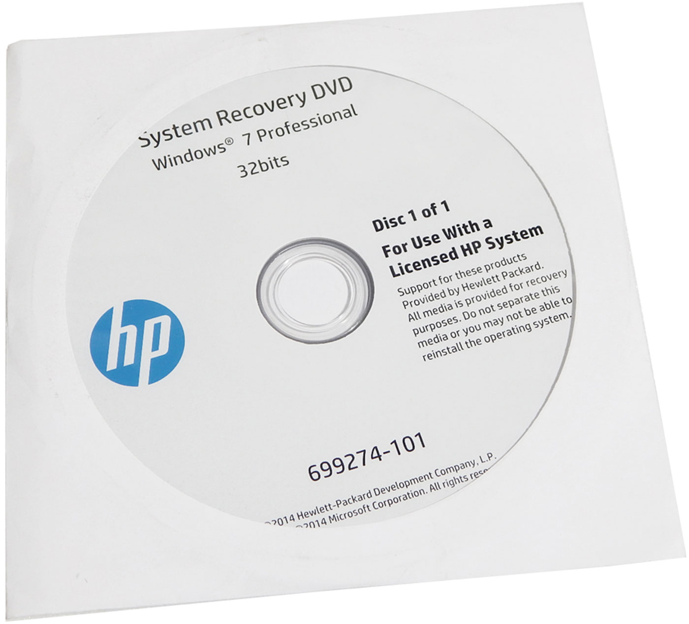 kleinhandel voorzien drie HP System Recovery Windows 7 Pro 32bits DVD 699274-001 706695189210 | eBay